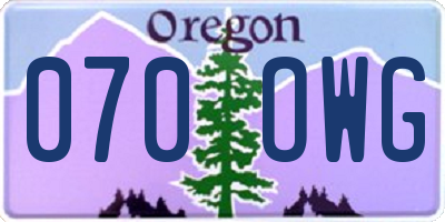 OR license plate 070OWG