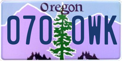 OR license plate 070OWK