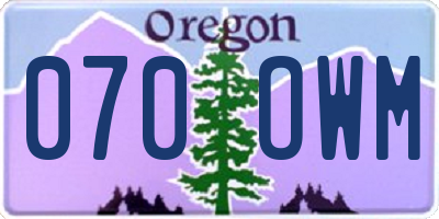 OR license plate 070OWM