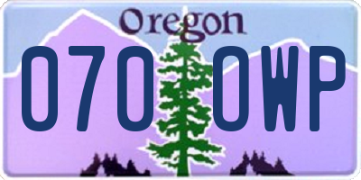 OR license plate 070OWP