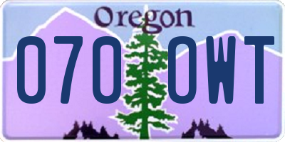 OR license plate 070OWT