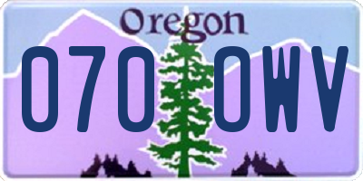OR license plate 070OWV