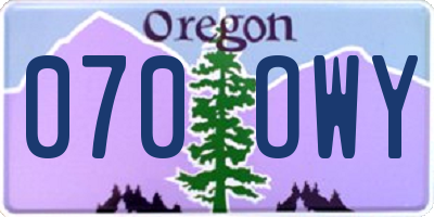 OR license plate 070OWY