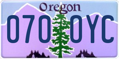 OR license plate 070OYC