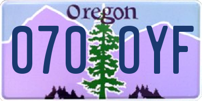OR license plate 070OYF