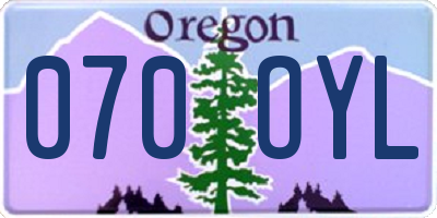 OR license plate 070OYL