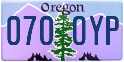 OR license plate 070OYP