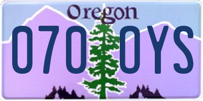OR license plate 070OYS
