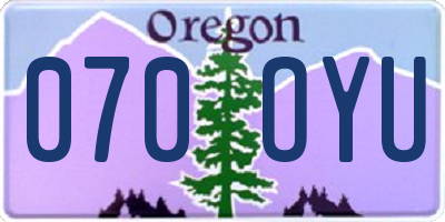 OR license plate 070OYU