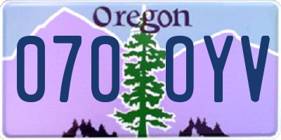 OR license plate 070OYV
