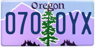 OR license plate 070OYX