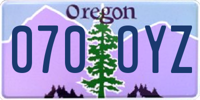 OR license plate 070OYZ