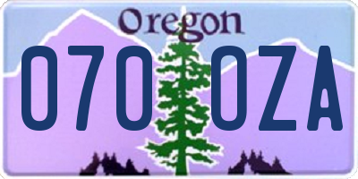 OR license plate 070OZA