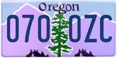 OR license plate 070OZC