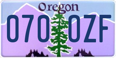 OR license plate 070OZF