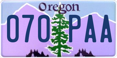 OR license plate 070PAA