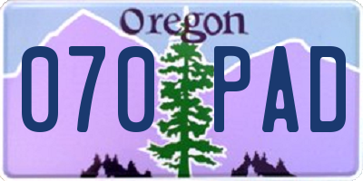 OR license plate 070PAD