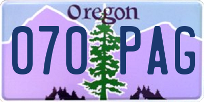 OR license plate 070PAG