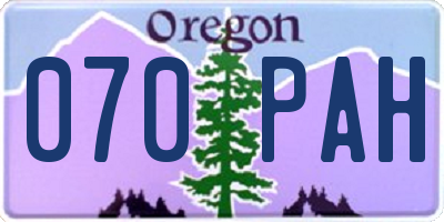 OR license plate 070PAH