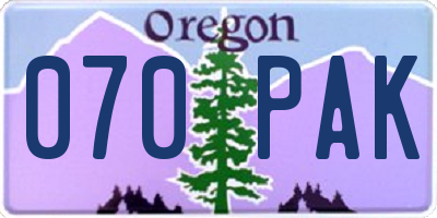 OR license plate 070PAK