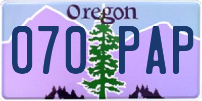 OR license plate 070PAP