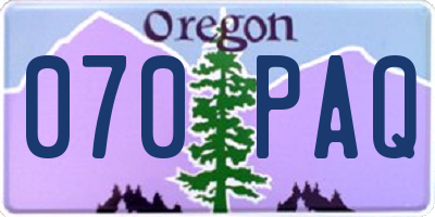 OR license plate 070PAQ