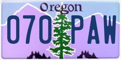OR license plate 070PAW