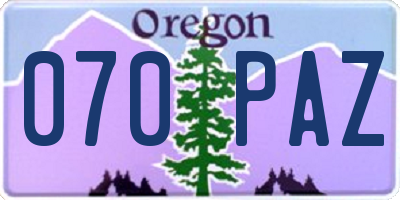 OR license plate 070PAZ