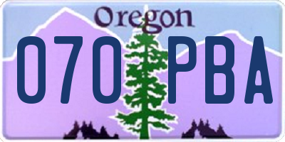 OR license plate 070PBA