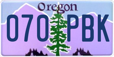 OR license plate 070PBK