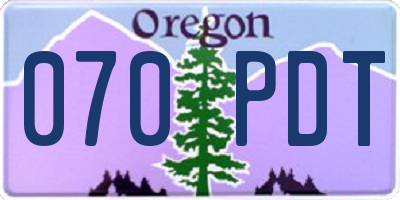 OR license plate 070PDT