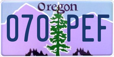 OR license plate 070PEF