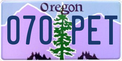 OR license plate 070PET