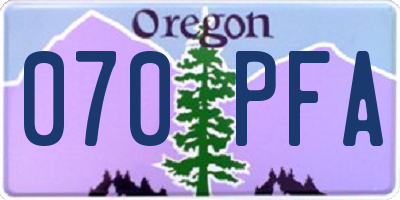 OR license plate 070PFA