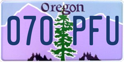 OR license plate 070PFU