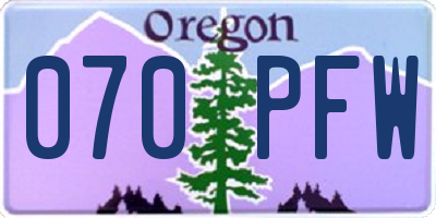 OR license plate 070PFW