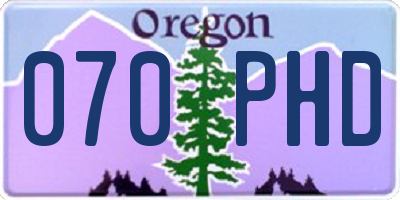 OR license plate 070PHD