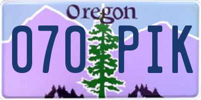 OR license plate 070PIK