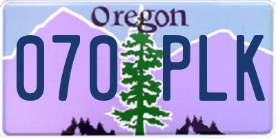 OR license plate 070PLK