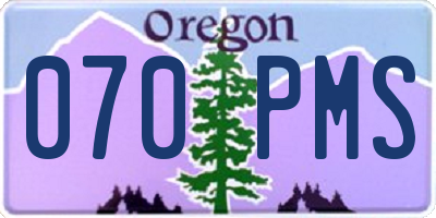 OR license plate 070PMS
