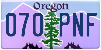 OR license plate 070PNF