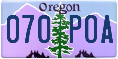 OR license plate 070POA