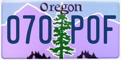 OR license plate 070POF