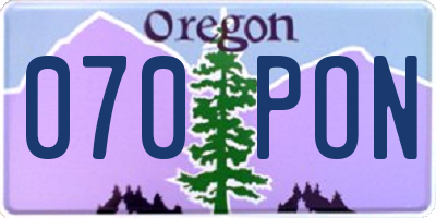 OR license plate 070PON