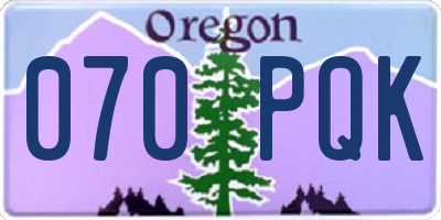 OR license plate 070PQK