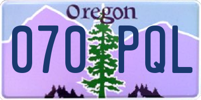 OR license plate 070PQL
