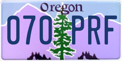 OR license plate 070PRF