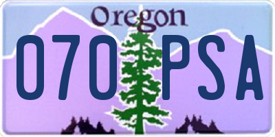 OR license plate 070PSA