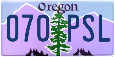 OR license plate 070PSL