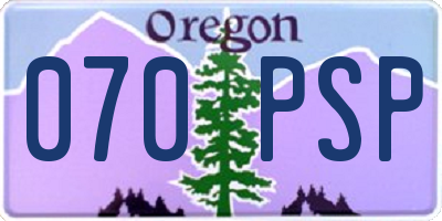 OR license plate 070PSP